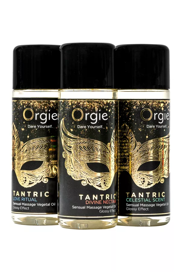 Coffret 3 huiles de massage "Sensuel Tantric" - Orgie - Sexshop Tentations