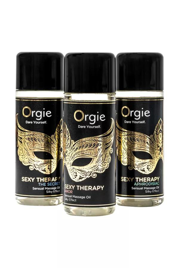 Coffret 3 huiles de massage "Sexy Therapy" - Orgie - Sexshop Tentations