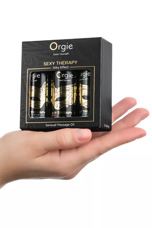 Coffret 3 huiles de massage "Sexy Therapy" - Orgie - Sexshop Tentations