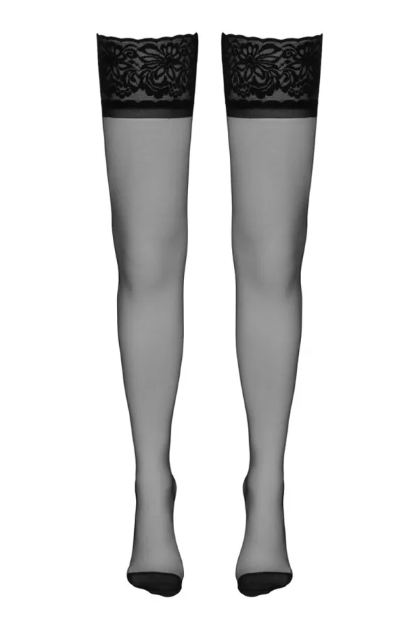 Bas autofixants couture noir 1 - Cotelli Legwear