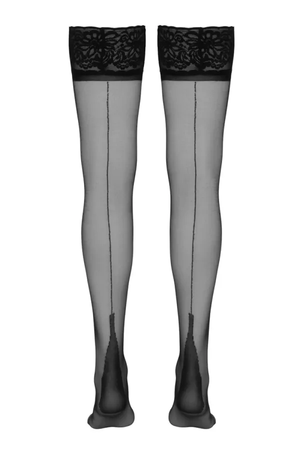 Bas autofixants couture noir 1 - Cotelli Legwear