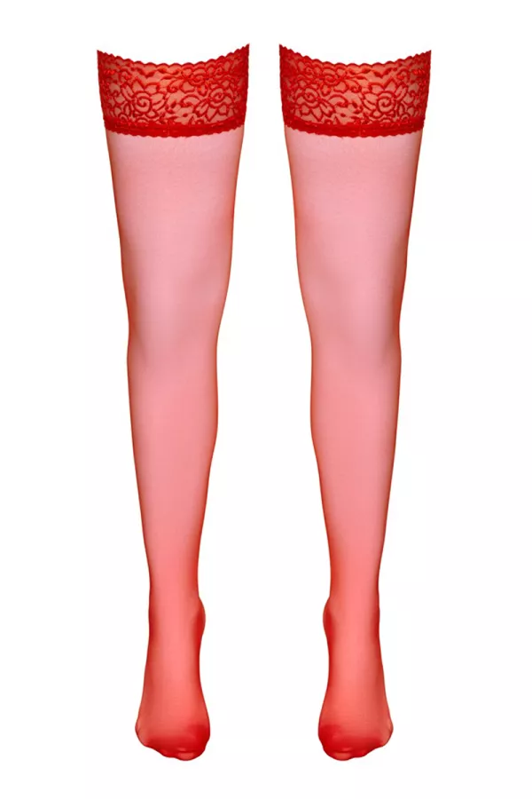 Bas autofixants rouge - Cotelli Legwear