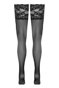 Black wide lace hold ups