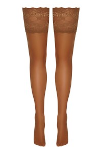 Large self-fixing stockings beige lace