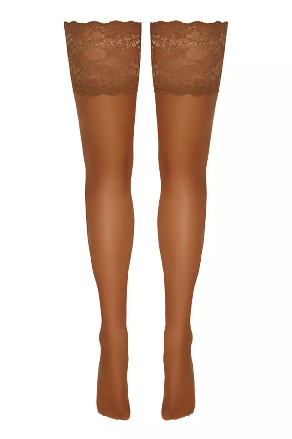 Large self-fixing stockings beige lace