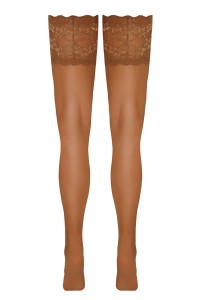 Large self-fixing stockings beige lace