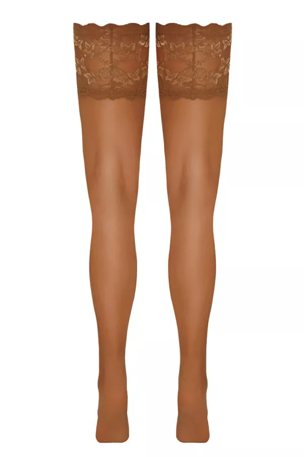 Large self-fixing stockings beige lace