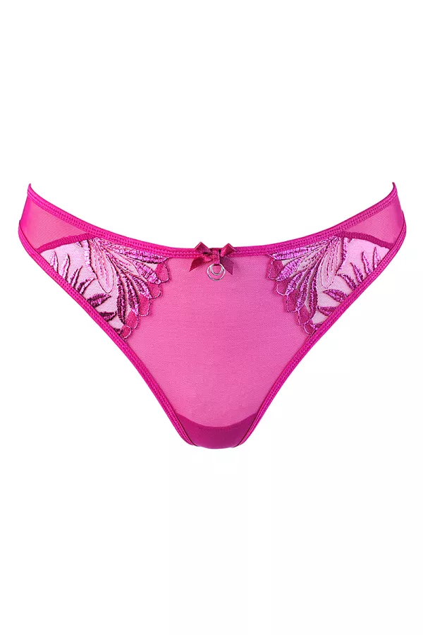 Thong Rose tulle and embroidery V-10258