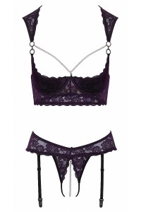 Open lingerie set purple