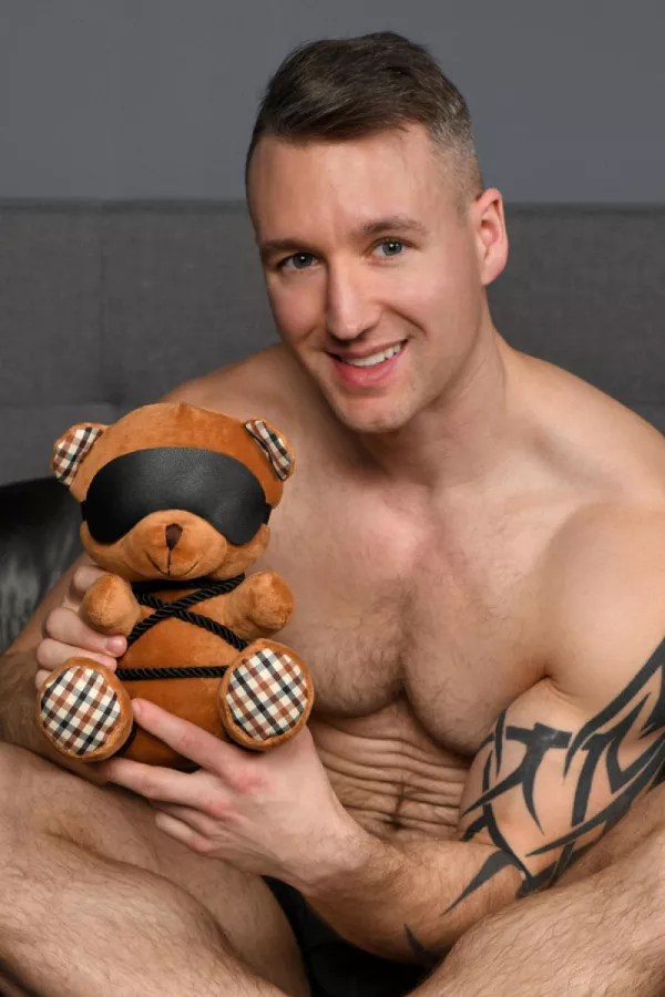 Teddybär im Bondage-Outfit