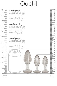 Set 3 silberne Stroh-Acrylstecker