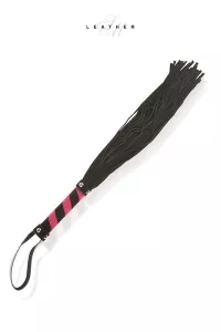 Martinet en cuir noir et rose