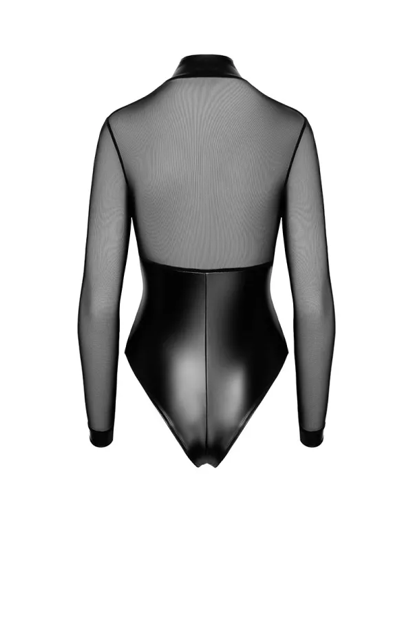 Body Edge zipped with rings F321 wetlook and tulle