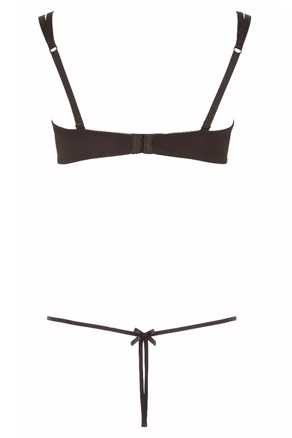 Lace Set offene String und schwarze nackte Titten