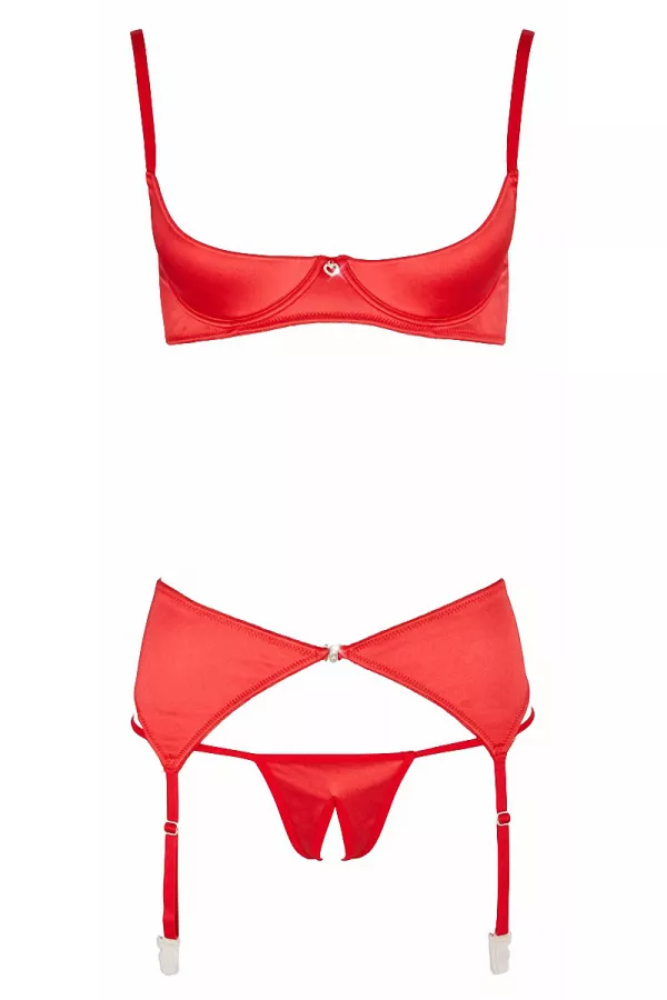 Set lingerie 3 camere rosso aperto