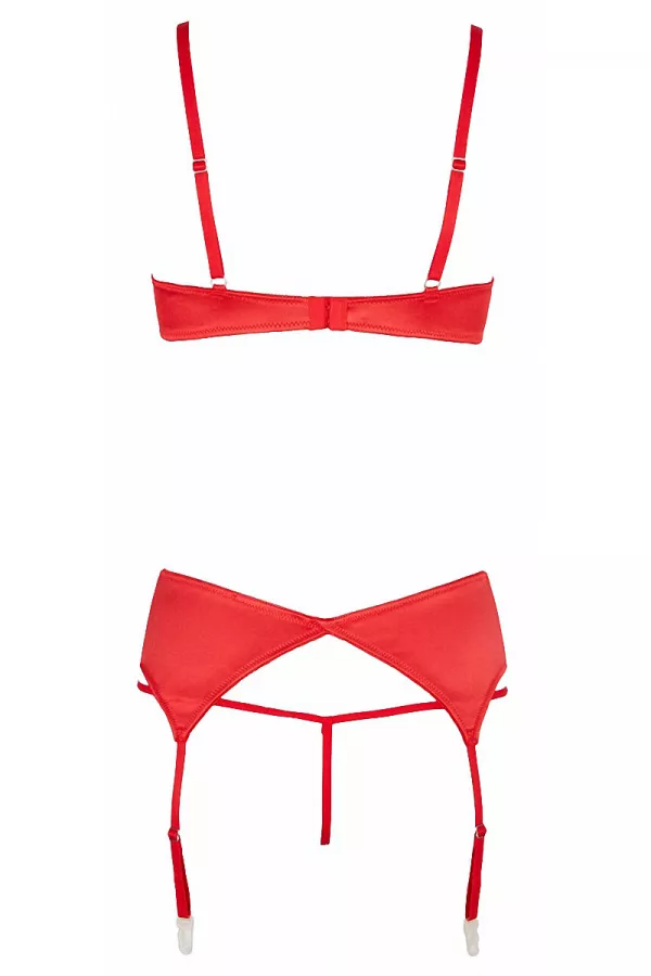 Set lingerie 3 camere rosso aperto