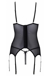 Guêpière seins nus et string ouvert résille et perles - Cottelli Lingerie