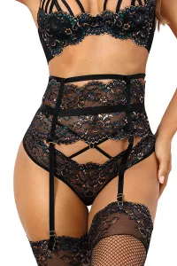 Black lace garter belt V-10362