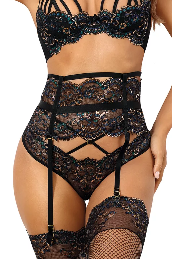 Cintura in pizzo nero V-10362