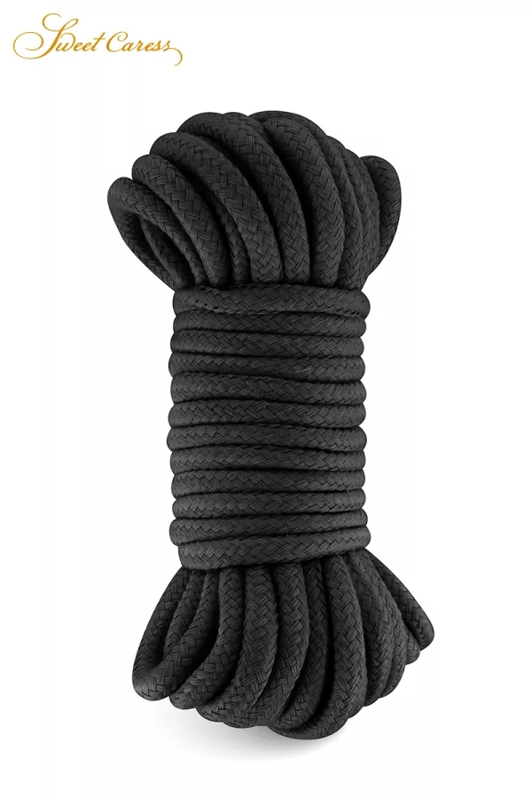 Black bondage rope - 10m - Sweet Caress - Sexshop Tentations