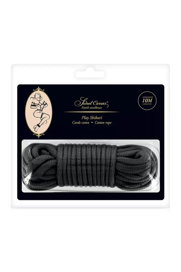 Black bondage rope - 10m - Sweet Caress - Sexshop Tentations