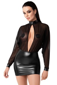 Minikleid Opium F348 wetlook und tüll