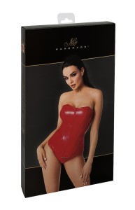 Corset en wetlook rouge Mysteria F355 - Noir Handmade | Sexshop suisse