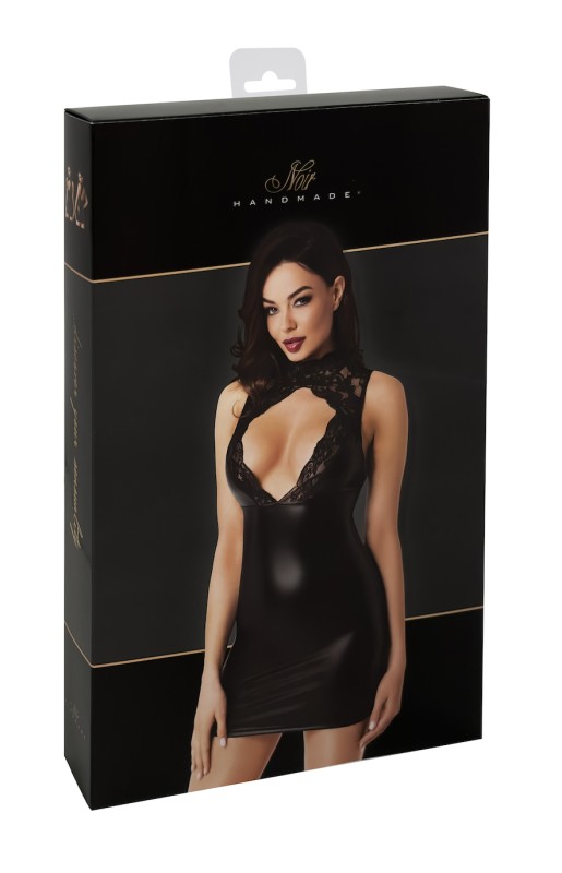 Mini dress back naked wetlook & lace Pandora F343 - Noir Handmade | Tentations