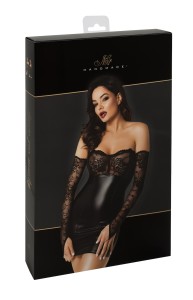 Abito corto wetlook & pizzo Harmonia F340 - Noir Handmade | Tentations