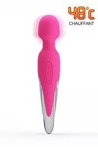 Heated wand vibrator