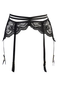 Black tulle and lace garter belt - V-10712 - Axami | Tentations.ch