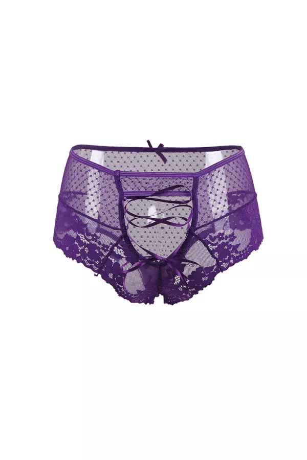 Tanga sexy pourpre à laçage