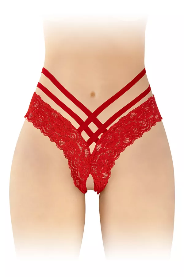 Tanga ouvert Anne - rouge