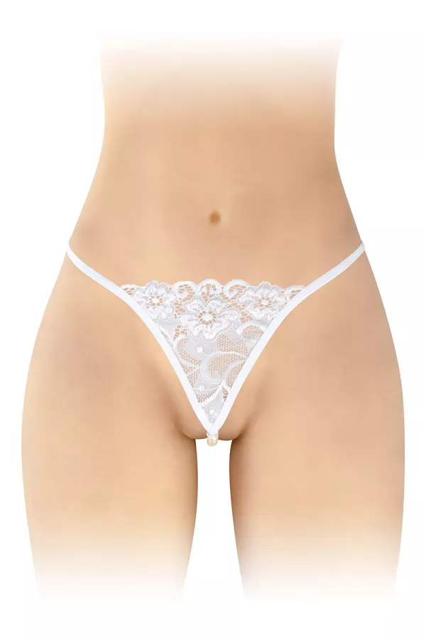 Tanga con perle Venusina - bianco