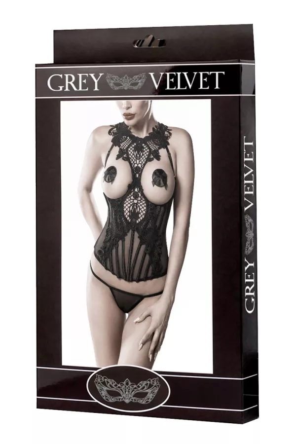 Bustier seins nus et string - Grey Velvet