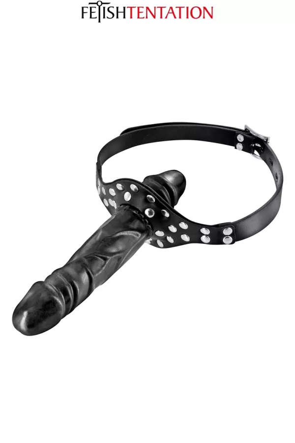 Double dildo gag black