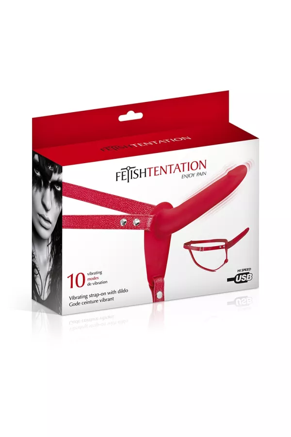 Gode ceinture rouge vibrant Fetish Tentation