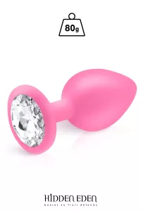 Plug gioiello in silicone rosa L