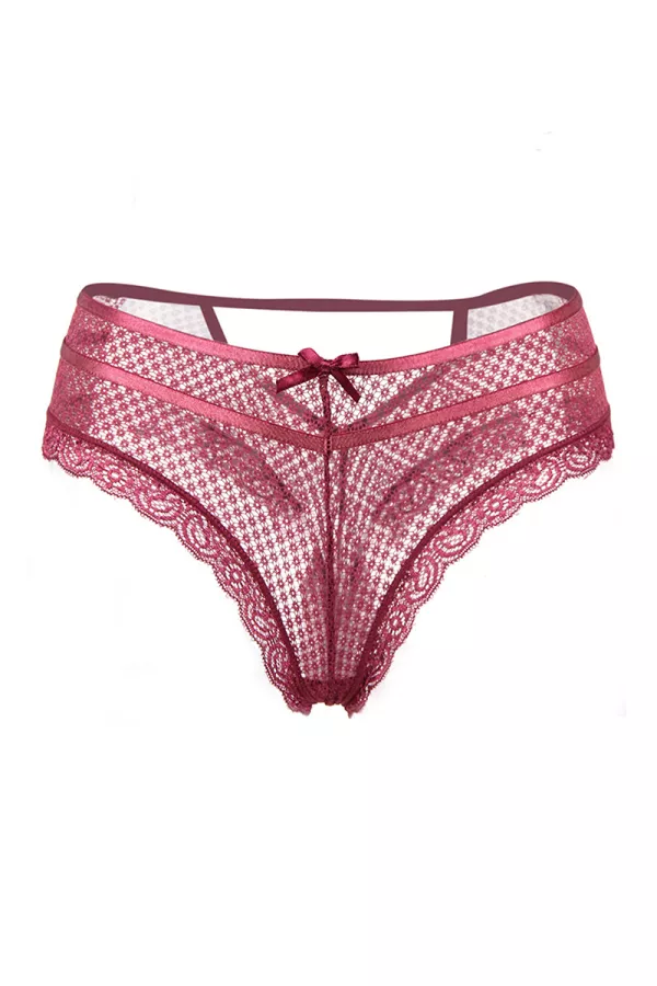 Tanga bordeaux dentelle - Paris Hollywood