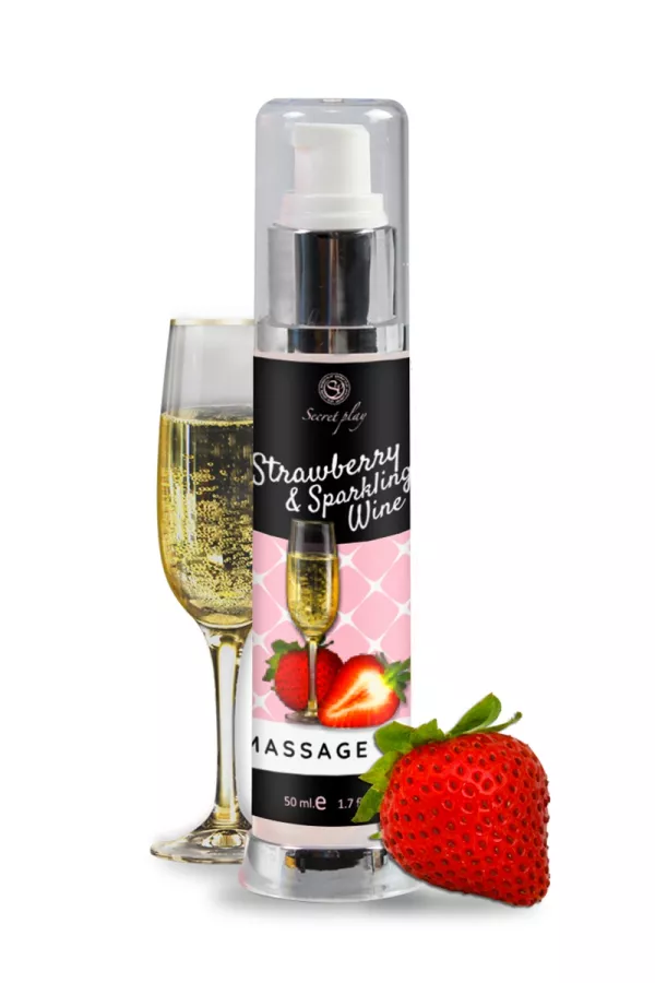 Strawberry massage oil and sparkling wine