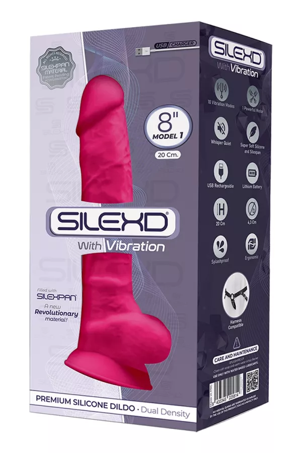 Vibromasseur double densité rose 20 cm - SilexD