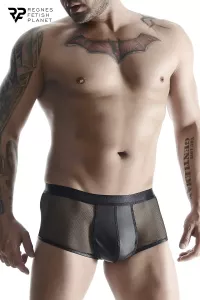 Black boxer wetlook and mesh