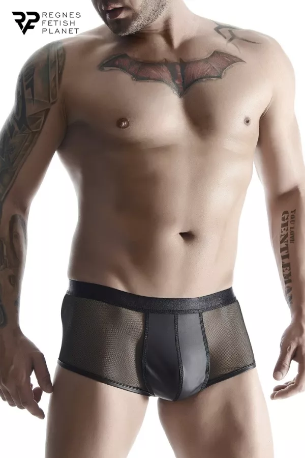 Schwarze Boxershorts aus Wetlook und Mesh