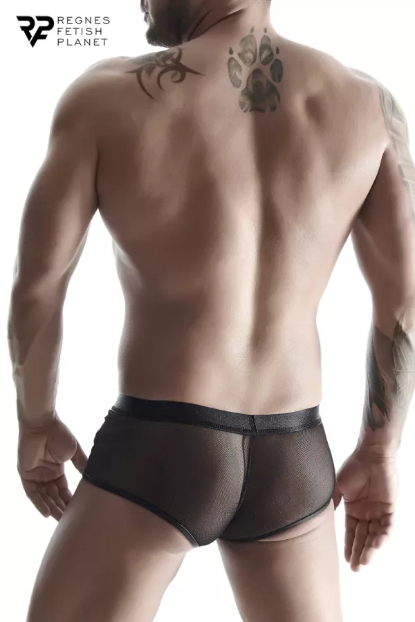 Black boxer wetlook and mesh