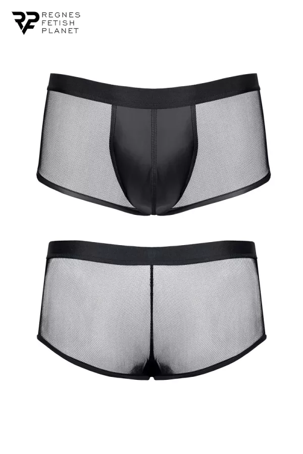 Schwarze Boxershorts aus Wetlook und Mesh