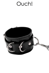 Premium black leather handcuffs