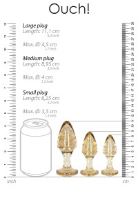 Set 3 vergoldete Stecker in Acryl