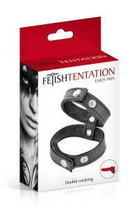 Double cockring simili cuir - Fetish Tentation