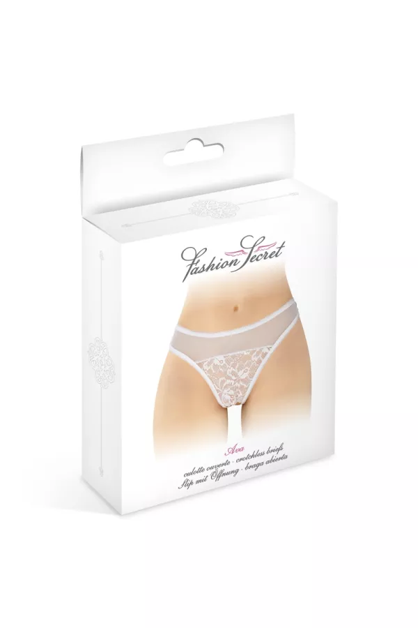 Tanga blanc ouvert Ava - Fashion Secret