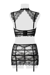 Erotic set with suspender skirt and lace top